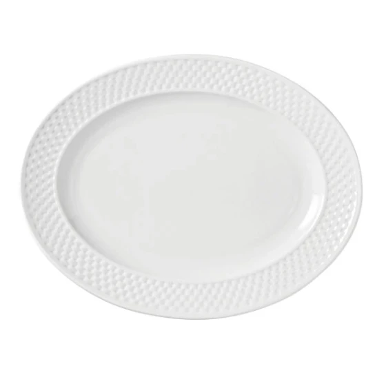 Libbey 999013009 EOS Constellation 13 1/4" x 10 1/4" Oval Lunar Bright White Large Porcelain Platter - 12/Case