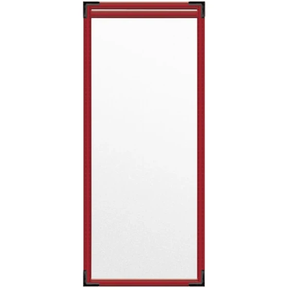 H. Risch, Inc. TES Deluxe Sewn 4 1/4" x 11" Red 2 View Vinyl Menu Cover with Black Smooth Corners and Matte Finish