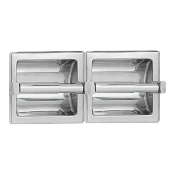 American Specialties, Inc. 10-74022-SD Satin Stainless Steel Recessed Drywall Mounted Double Roll Toilet Tissue Holder