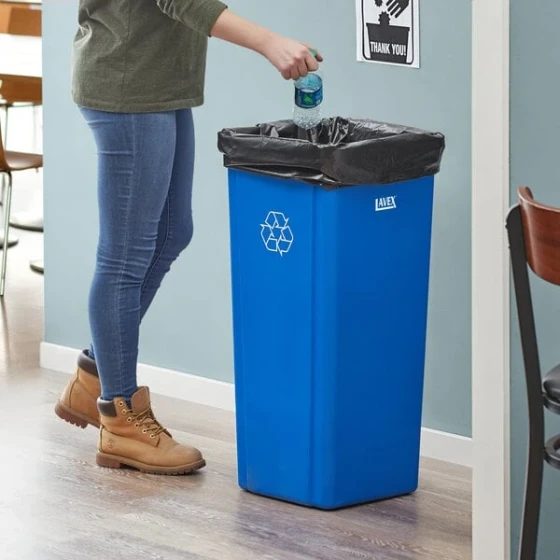 Lavex 23 Gallon Blue Square Recycle Bin
