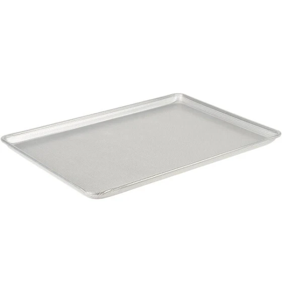 Chicago Metallic 44792 Full Size 16 Gauge Glazed 17 13/16 inch x 25 13/16 inch Wire in Rim Aluminum Perforated Sheet / Bun Pan
