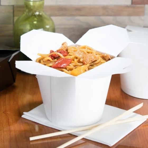 SmartServ 26SSPLAINM 26 oz. White Microwavable Paper Take-Out Container - 25/Pack