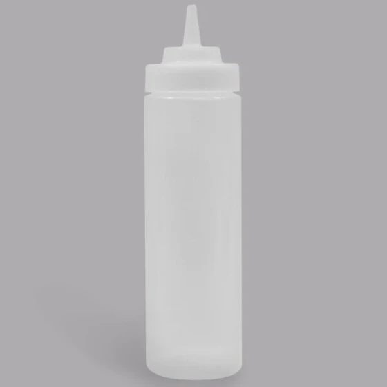 TableCraft 32563C 24 oz. Clear WideMouth™ and Wide Cone Tip Squeeze Bottle with 63 mm Opening - 12/Pack