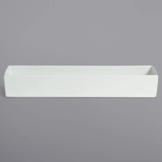 G.E.T. Enterprises COMP15WW Bugambilia 10.6 Qt. Classic Textured Finish White Resin-Coated Aluminum Rectangular Straight-Sided Salad Bar Bowl