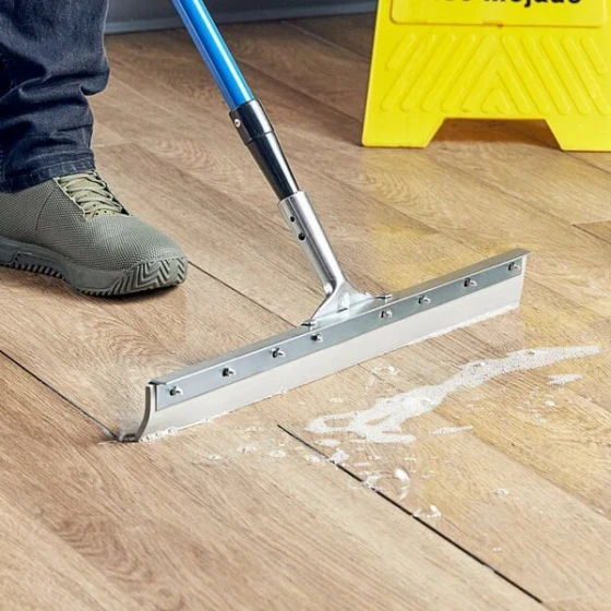 Lavex 24" Heavy-Duty Rubber Floor Squeegee with Metal Frame and Threaded Adapter