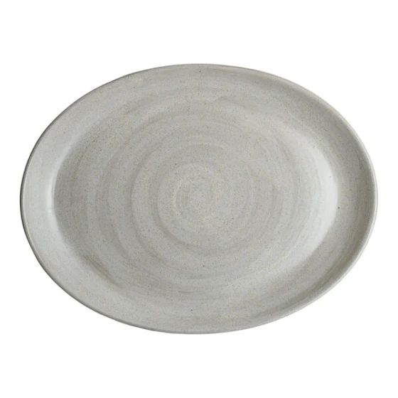 Maham Studio Carnaby from Steelite International 8" x 6" Oval Dove Stoneware Platter - 24/Case