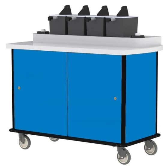 Lakeside 70510BL Royal Blue Condi-Express 4 Pump Condiment Cart with (2) Cup Dispensers