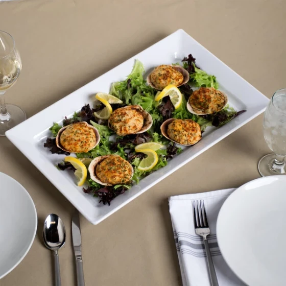 Elite Global Solutions Q2-V1710 Vogue 17 1/4" x 10 1/2" White Rectangular Melamine Serving Platter