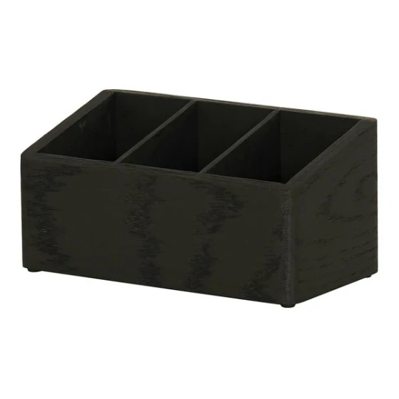 Cal-Mil Brooklyn 3-Compartment Black Wood Flatware Organizer 23852-13