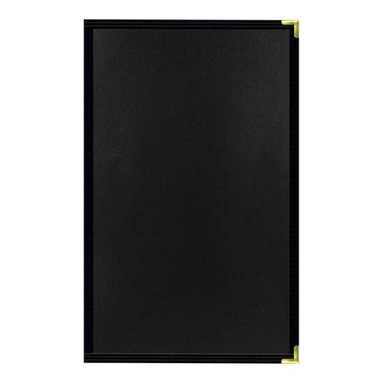 H. Risch, Inc. Linen 8 1/2" x 14" Customizable Nero 3-View Menu Cover with Interior Pocket - 25/Case