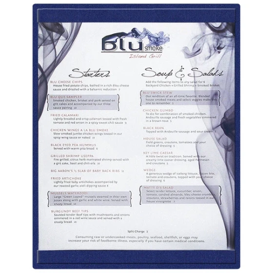 Menu Solutions K22C BLUE K22-Kent 8 1/2" x 11" Single Panel / Double-Sided Blue Menu Board