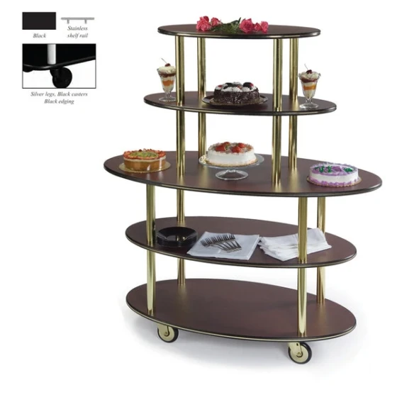 Geneva 37212-05 5 Oval Shelf Dessert Cart with Black Finish - 24" x 50" x 56"
