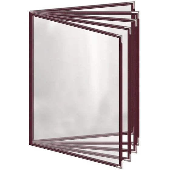H. Risch, Inc. TE-10V Deluxe Sewn 8 1/2" x 11" Maroon 10 View Vinyl Menu Cover with Silver Smooth Corners and Gloss Finish