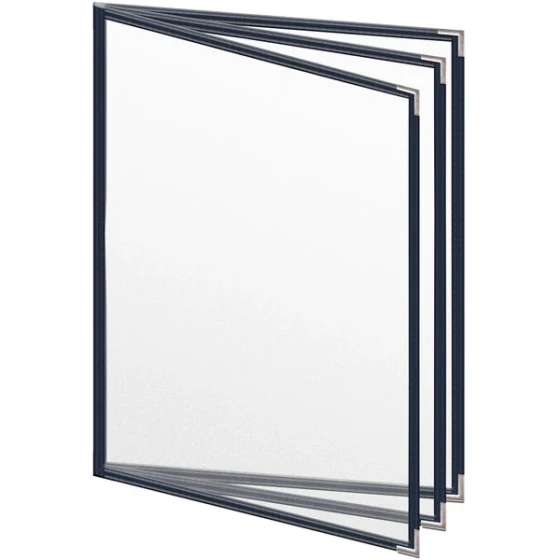 H. Risch, Inc. TETB Deluxe Sewn 8 1/2" x 11" Blue 6 View Vinyl Menu Cover with Silver Smooth Corners and Matte Finish