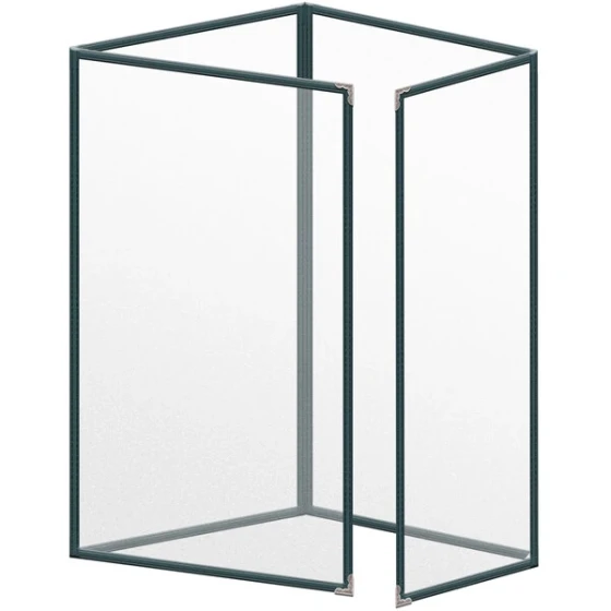 H. Risch, Inc. TETQ Deluxe Sewn 8 1/2" x 14" Green 8 View Foldout Vinyl Menu Cover with Silver Decorative Corners and Matte Finish