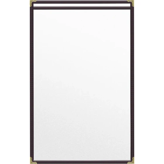 H. Risch, Inc. TES Deluxe Sewn 11" x 17" Brown 2 View Vinyl Menu Cover with Gold Decorative Corners and Matte Finish