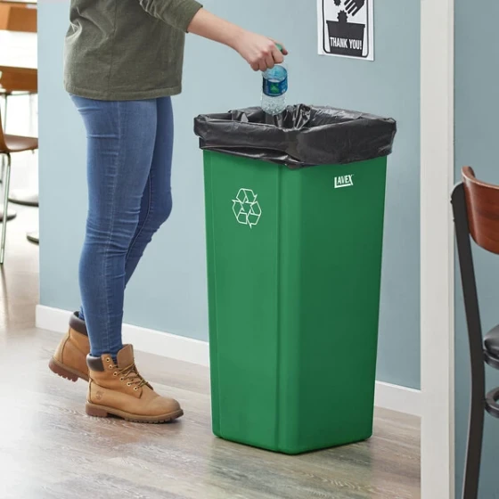 Lavex 23 Gallon Green Square Recycle Bin
