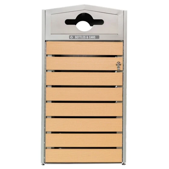 Commercial Zone 736672 WoodView 42 Gallon Double-Sided Square Recycling Bin with Dome Lid Top