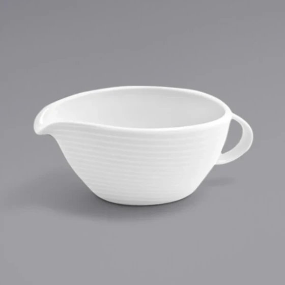 Front of the House Spiral 6 oz. White Porcelain Sauce / Gravy Boat - 6/Pack