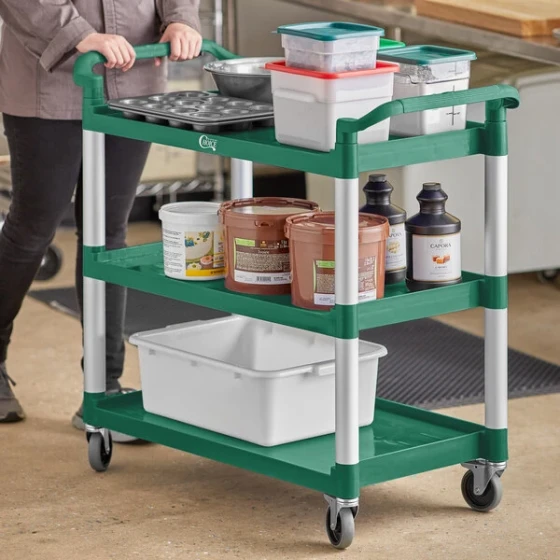 Choice Green Utility / Bussing Cart with Three Shelves - 42" x 20"