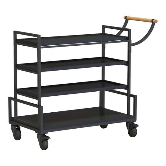 Rosseto Modulite 45 5/16" x 20" x 37 5/8" Black Serving Cart with 3 Black Bamboo Shelves MC-SERVBASIC3BK