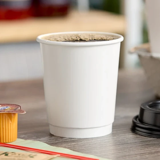 Choice 8 oz. Tall Smooth Double Wall White Paper Hot Cup - 500/Case