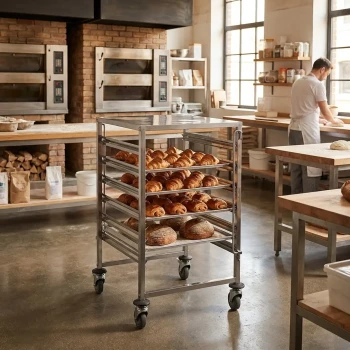 Jiwins Stainless Steel 6 Tier 2/1 GN Pan Trolley with Table Top - 59 x 67 x 102.5 cm