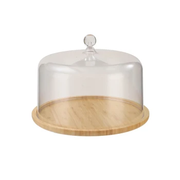 Vague Wooden Serving Cake Platter with Cover 27 x 20 cm