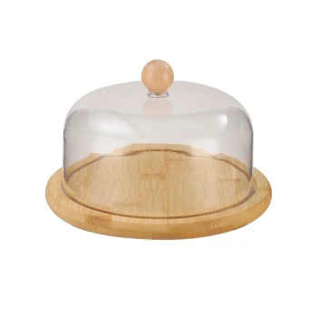 Vague Wooden Serving Cake Platter with Cover and Wooden Knob