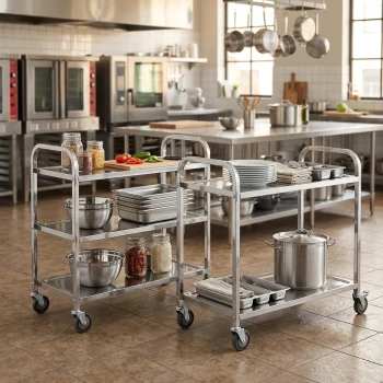 Vague Stainless Steel Square Tube 2 Tier Trolley 95 x 50 x 95 cm