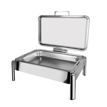 Vague Stainless Steel Stackable Rectangular Chafing Dish with Glass Window 9 Liter