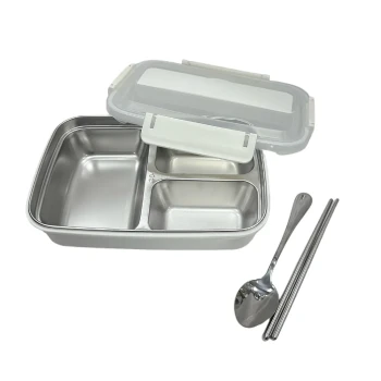 Vague Three Compartment Sealed Stainless Steel Lunch Box