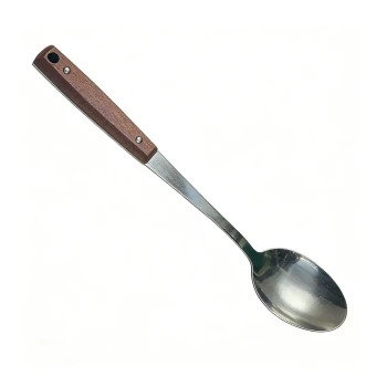 Vague Stainless Steel Serving Spoon with Sapele Wood Handle