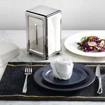 Vague Stainless Steel Silver Napkin Dispenser 7.5" x 4.8" x 3.9"