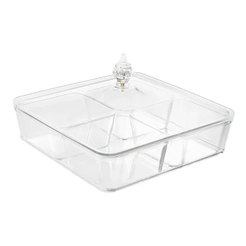 Vague Square Acrylic Candy Box with 4 Inner Bowls Set 27.3 x 7 cm