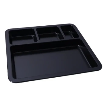 Vague Melamine Square 4 Compt. Divided Platter 28 cm Black Matt Finish