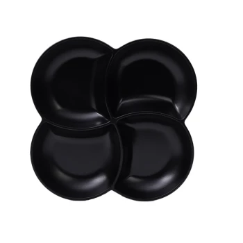 Vague Melamine Square Flower Divided Platter 26 x 3.5 cm Black Matt Finish