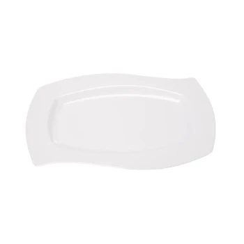 Vague Melamine White Rectangular Wavy Plate