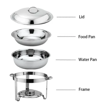 Vague Stainless Steel Round Chafing Dish 6.5 Liter with Fuel Holder