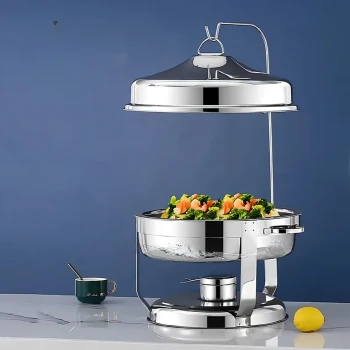 Vague Stainless Steel Round Chafing Dish with Hanging Cover 6.5 Liter