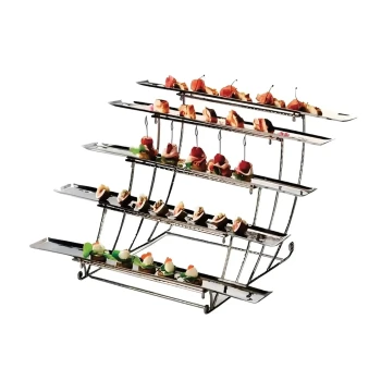 Vague Stainless Steel Appetizer Presentation Stand - 5 Hammered Plates (40 × 85 × H44 cm)