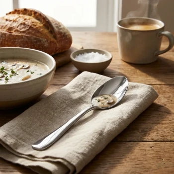 Vague Safari Plain Cup Rolled Stainless Steel Table Spoon 20.3 cm - 6 Pcs Set