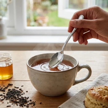 Vague Rim Cup Rolled Stainless Steel Tea Spoon 14.2 cm - 6 Pcs Set