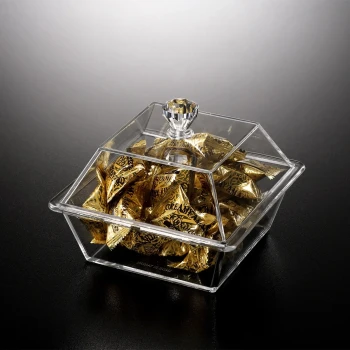 Vague Acrylic Square Clear Bowl Set 14 x 14 cm