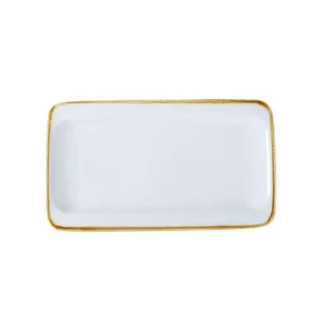 Porceletta Ivory Mocha Rectangle Tow Edge Rim Plate 13"