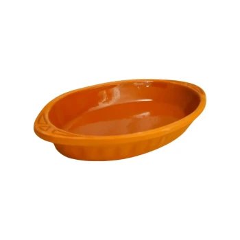 Che Brucia Inner Glazed Clay Oval Oven Tray with Handle -Kilis