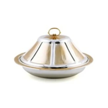 Vague Stainless Steel Gold Ouzi Metal Platter 42 cm