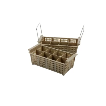 Vague Plastic Beige 8 Compartment Cutlery Basket without Handle