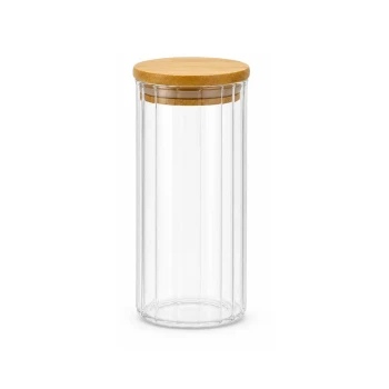 Striped Transparent Glass Jar with Bamboo lid
