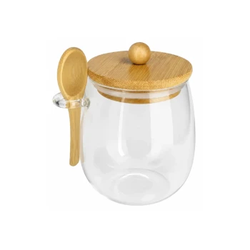 Transparent Glass Jar with Bamboo Lid and Spoon